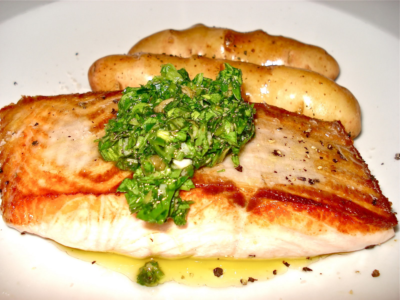 Behind The Burners SALMON WITH SALSA VERDE