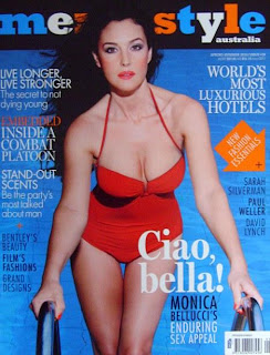 Monica Bellucci dons a red swimsuit for Men's Style