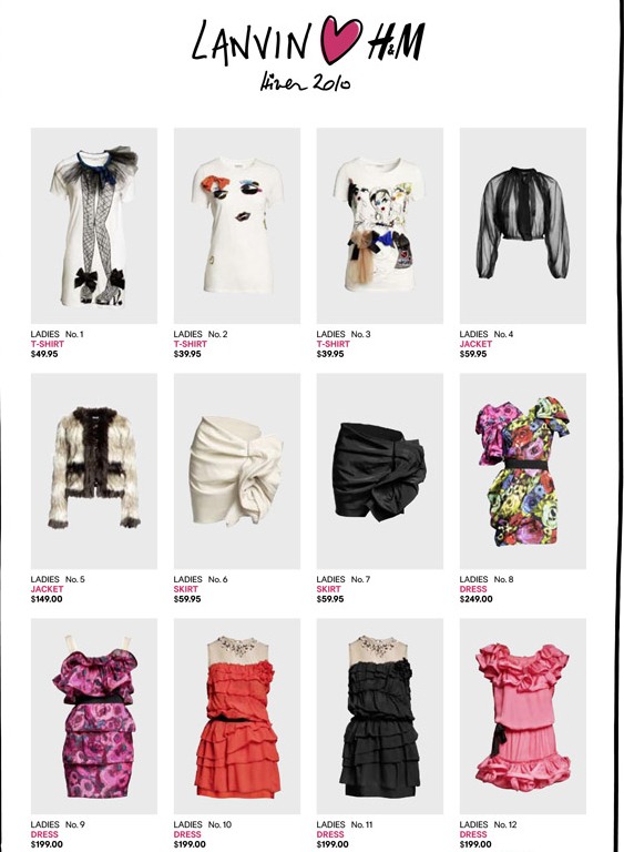 IN MY HEELS Lanvin for H&M (Price list)