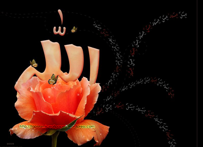 Allah written on Flower Wallpaper Your Title