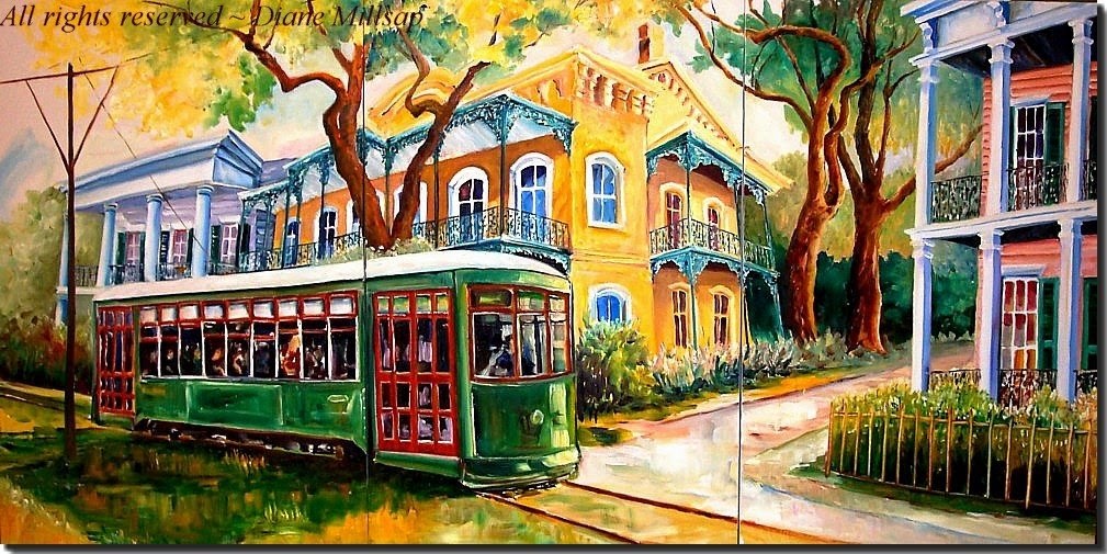 New Orleans Art by Diane Millsap Streetcar in New Orleans Original