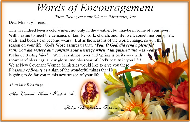 New Covenant Women Ministries, Inc. Words of Encouragement