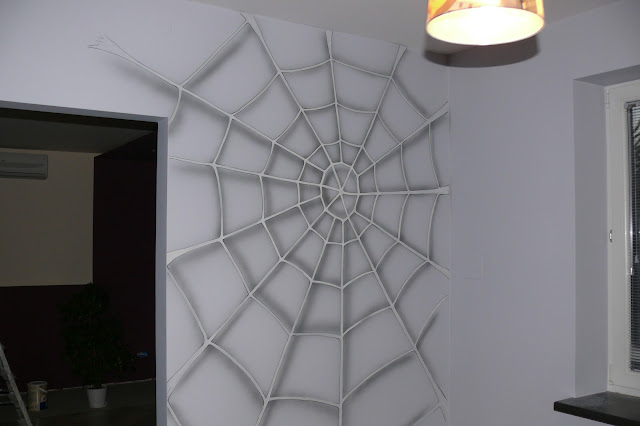 Pokój chłopca Malowanie spidermana w pokoju chłopca, Warszawa, malarstwo ścienne
