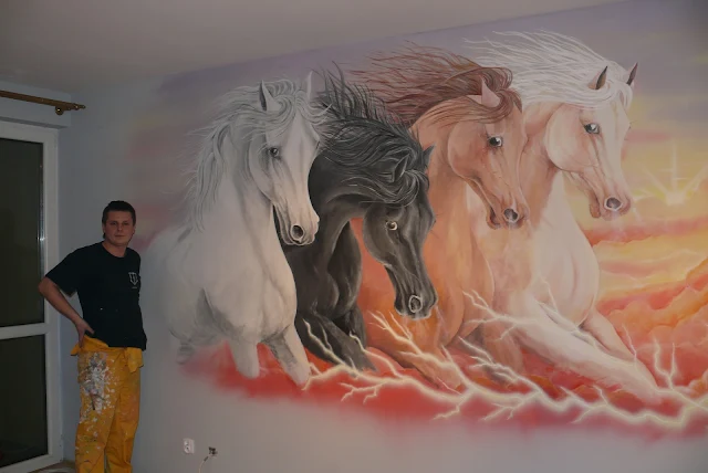 malowanie koni, Lublin, konie w galopie