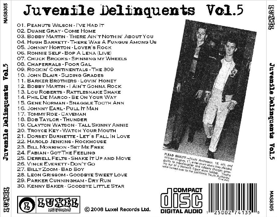 Oldies But Goodies Juvenile Delinquents Vol 5 LUXEL CD 8305 