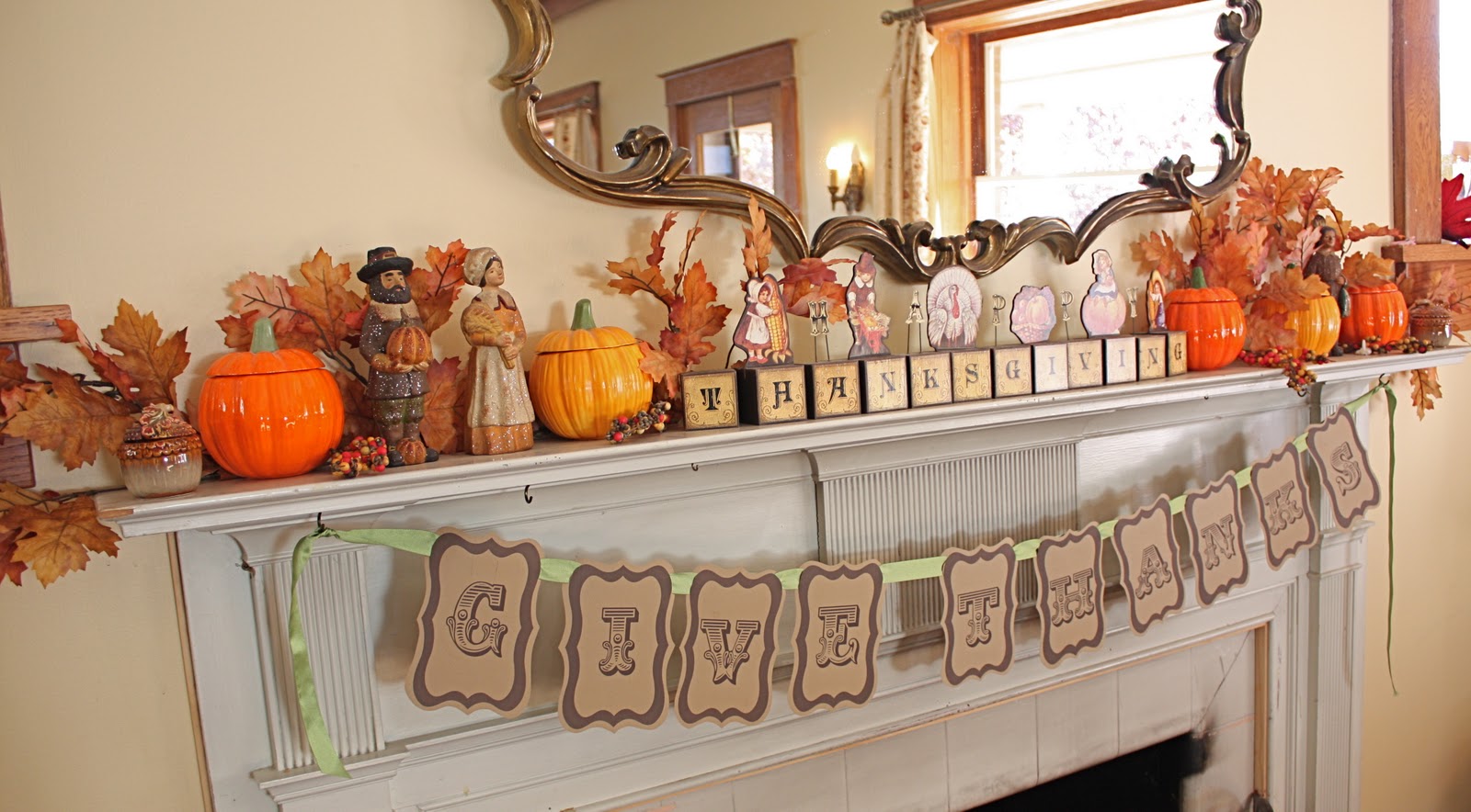 At Second Street Thanksgiving  mantel and other decor 