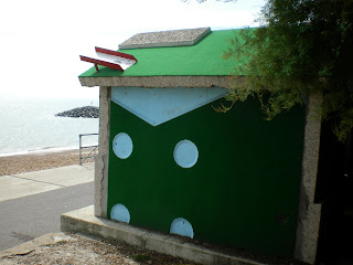 The '18 Holes' Crazy Golf Beach Huts Artwork Installation made by Richard Wilson on Folkestone