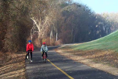 Image of bicyclists on the American River trail near Sacramento, California