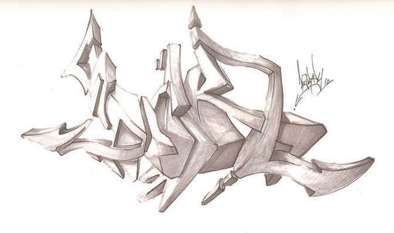 3d graffiti artists. Graffiti Sketches: 3D Graffiti