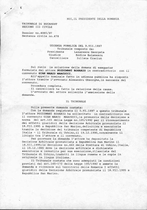 SENTENZA DELTRIBUNALE DI BUCAREST, ROMANIA
