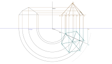 Secção produzida por um plano vertical numa pirâmide hexagonal regular