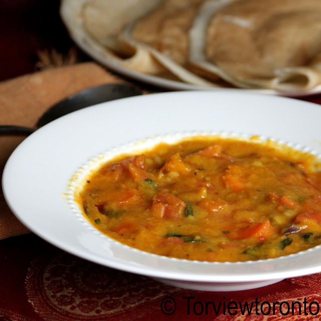 Sambar (lentil and vegetable stew)