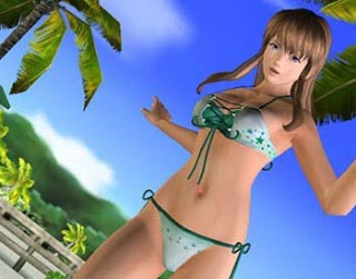 sexy young girl in bikini on beach in the game
