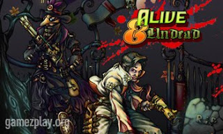 blood spattered game logo with elvis like character holding guns