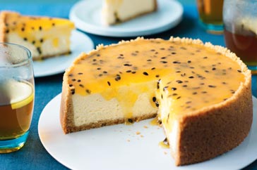 Baked cheesecake with passionfruit topping recipe | Arabic Food Recipes
