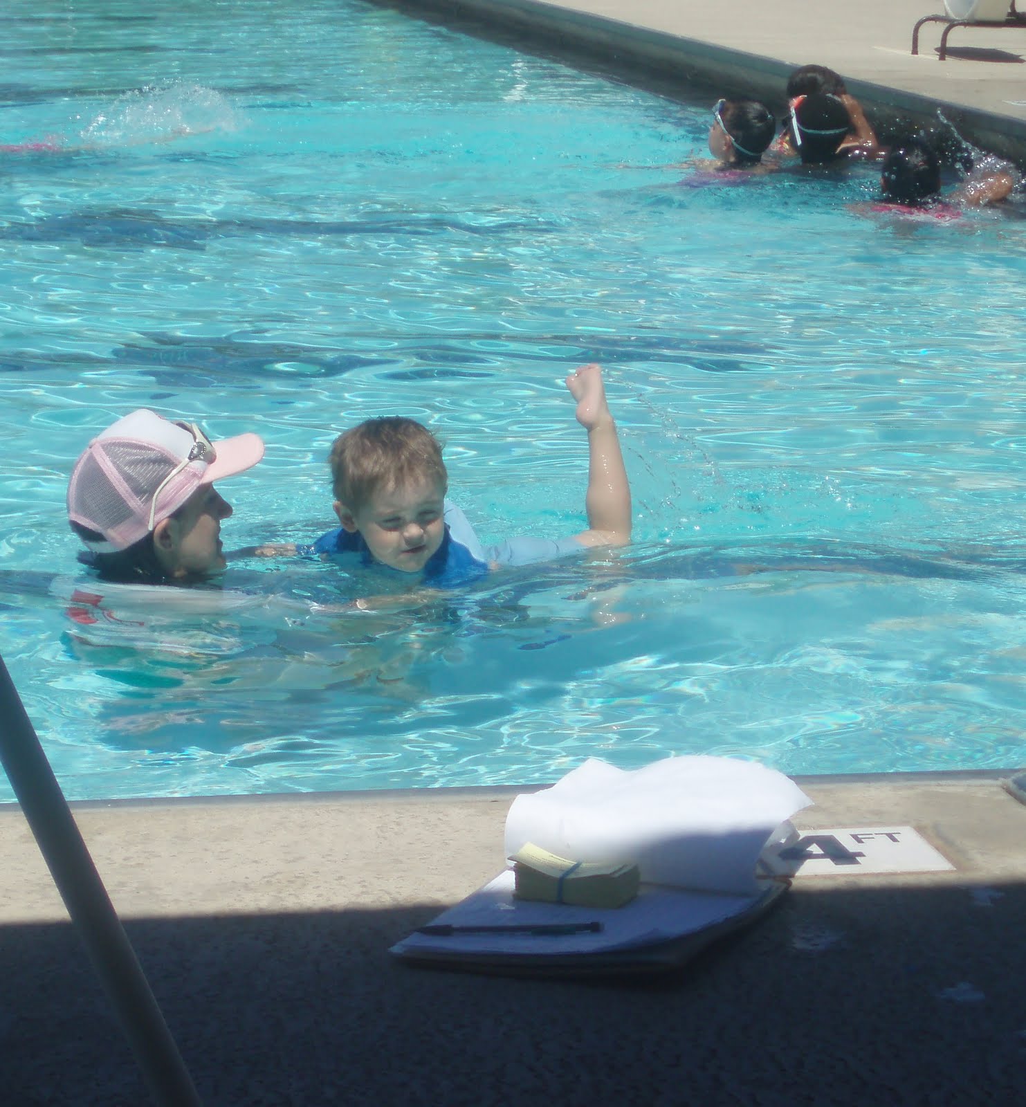 A Beagle and A Baby Big Boy swim lessons