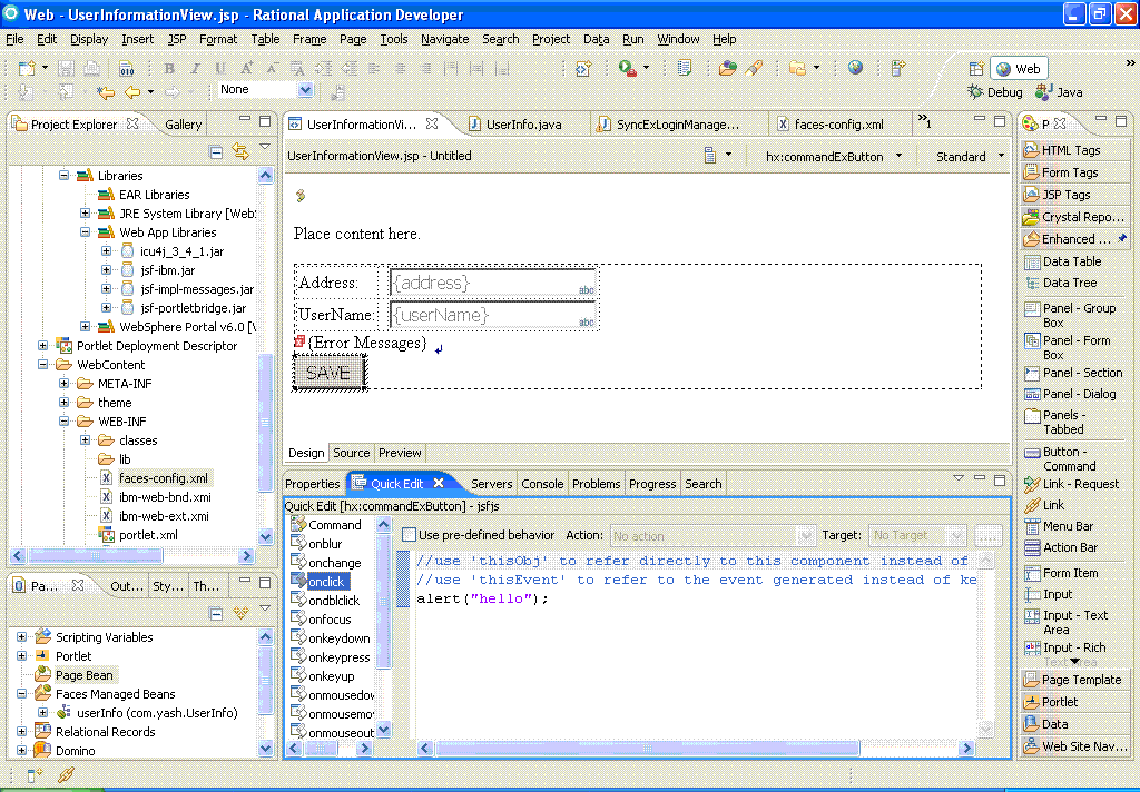 Dilip's Blogs: JSF page script code using RAD quick edit feature