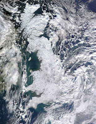 All white satellite shot of Great Britain