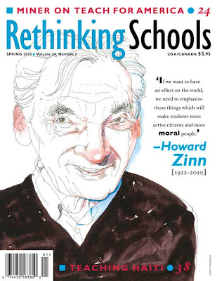 Rethinking Schools magazine cover with illustration of Howard Zinn