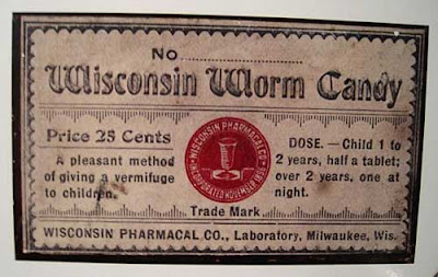 Vintage ad promoting Wisconsin Worm Candy for children