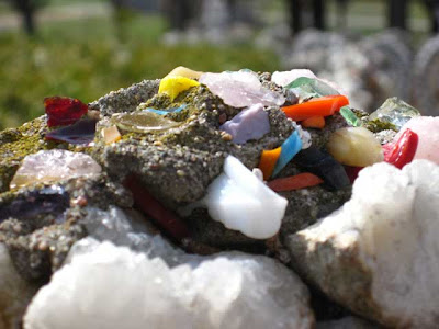 Colorful stones embedded