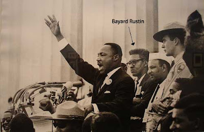 MLK giving the I have a dream speech with Bayard Rustin just behind him in the photo