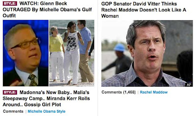 Screen snap of two Huffington Post stories
