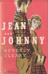 Original pink cover of Jean and Johnny with ink wash line art of a boy and girl