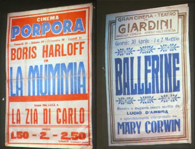 Two Italian cinema posters with wood type