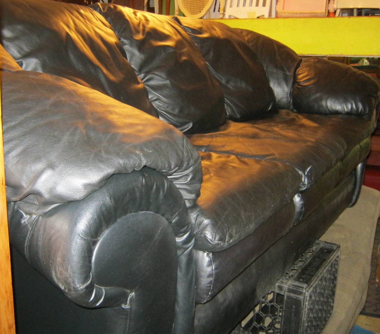Uhuru Furniture & Collectibles Plush Leather Sofa SOLD