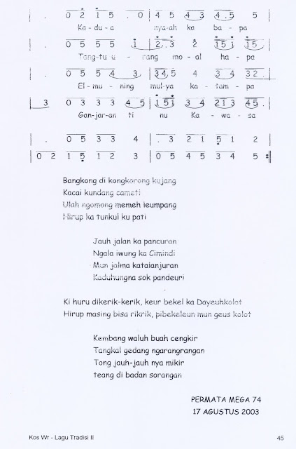 Not Suling Lagu Sabilulungan - Kumpulan Not Lagu