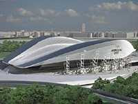 Artist's Impression of the revised London 2012 Olympics Aquatics Centre by Zaha Hadid Architects