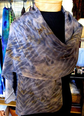 Rust and tannin dyed silk scarf