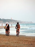 biking to the beach in Spain