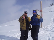 Trev and my dad hiking up the west face of PCM ski resort