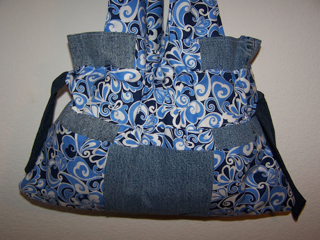 Handmade Blue Swirly Heart Handbag