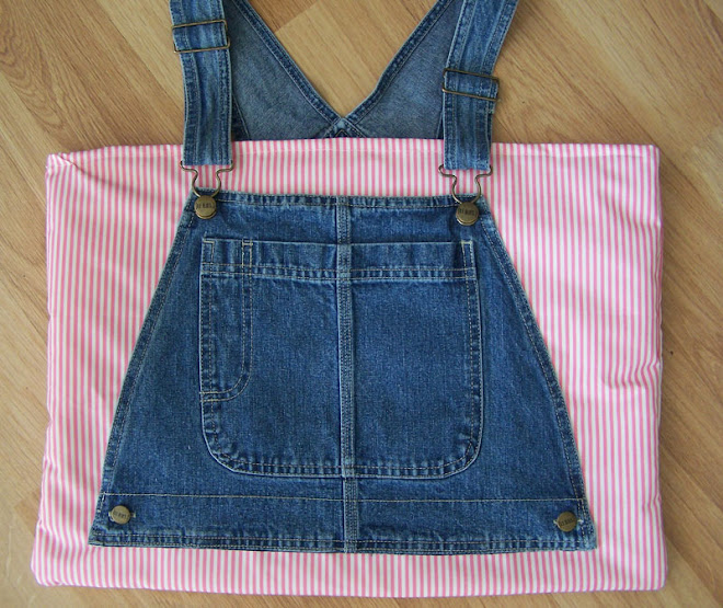 Denim Handbag Tote Purse Girly Baby Pink Stripes Bag