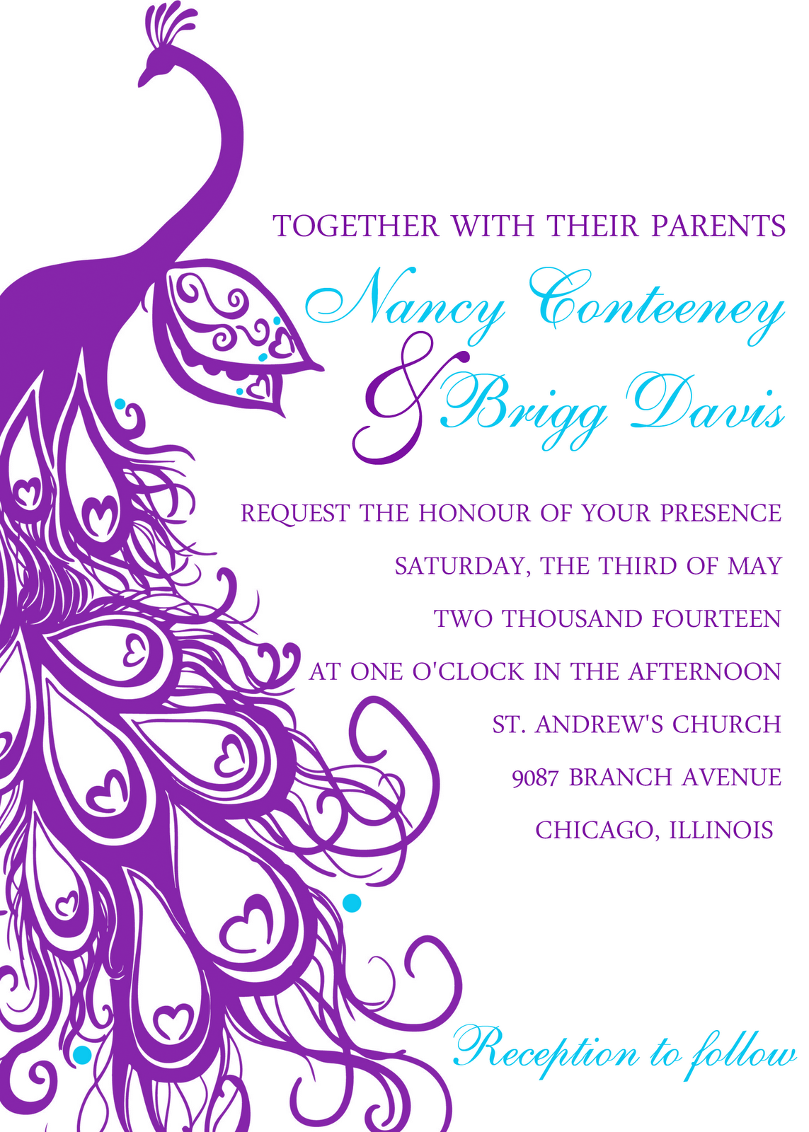 Printablebride The Blog Peacock Wedding Invitation