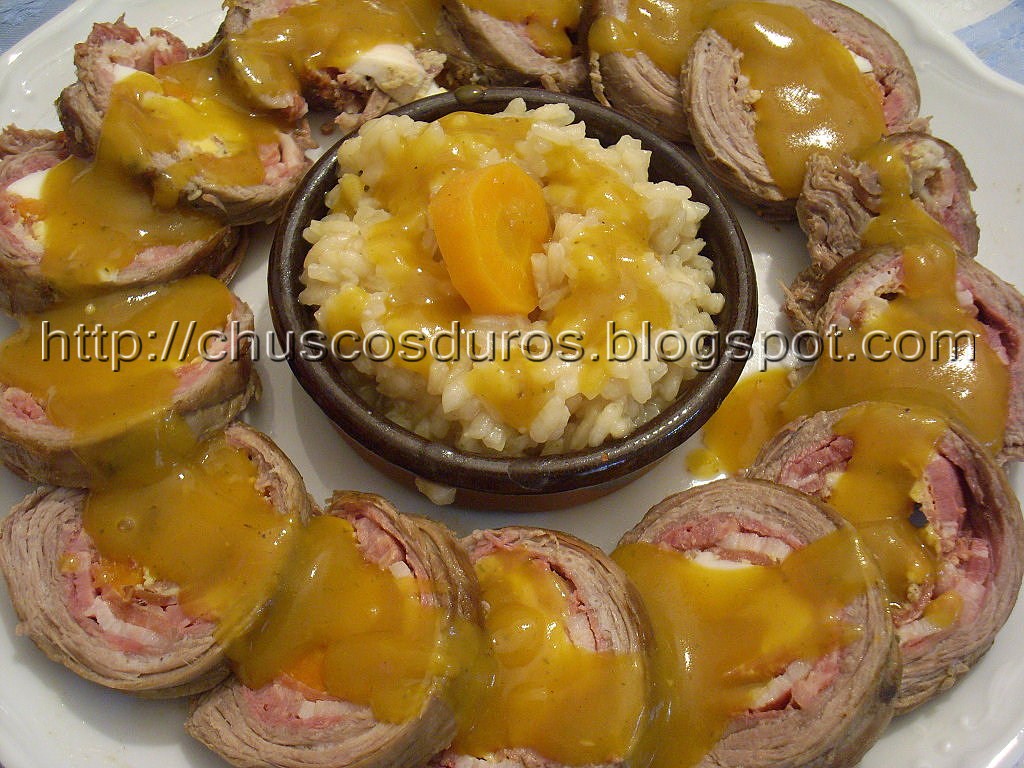 Chuscos duros: Falda de ternera rellena