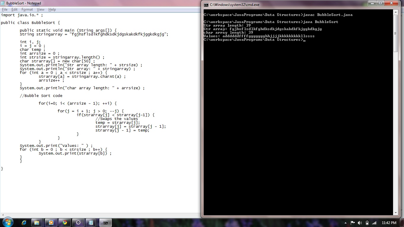 Desire 2 Code: Bubble Sort Example using Char (Java)