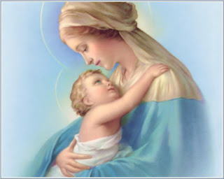 Beautiful drawing of child Jesus looking at Mother(virgin) Mary in her hands download free religious pictures and Christian images
