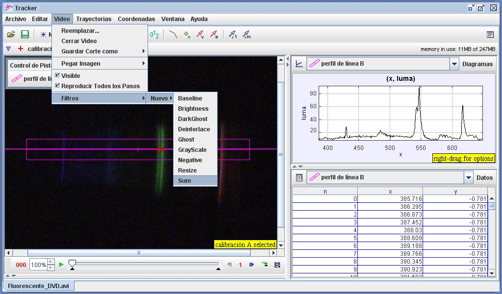 Hombros de Gigantes USO DEL PROGRAMA TRACKER PARA CALIBRAR Y PROMEDIAR