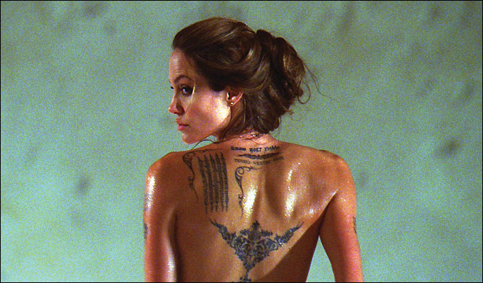 angelina jolie tattoos wanted movie. all of those tattoos.