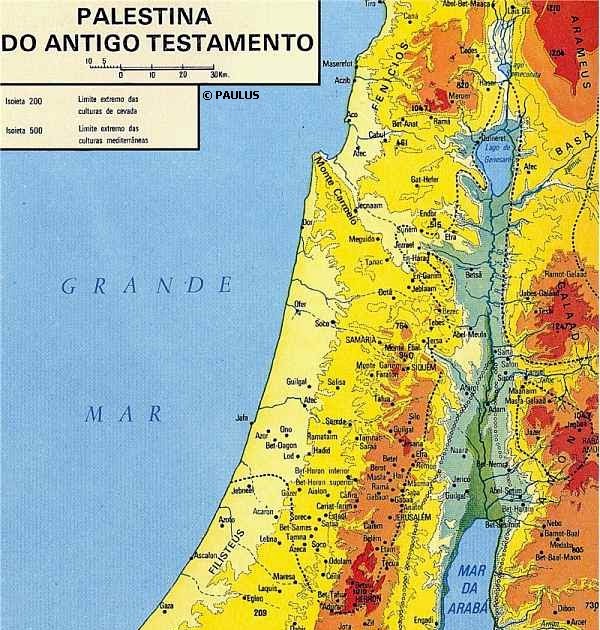 História e Bíblia Mapa Palestina do