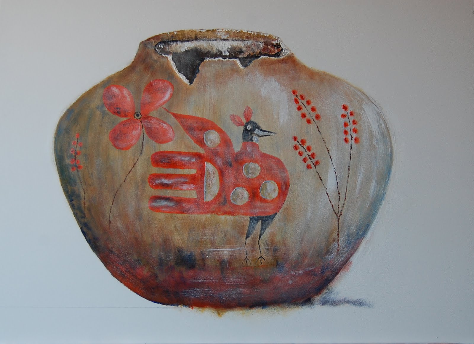 J. Richard Secor Antique Native American Pot with Decoration