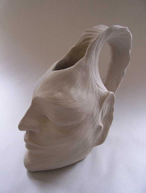 Carved White Sculptural Stein, 2009