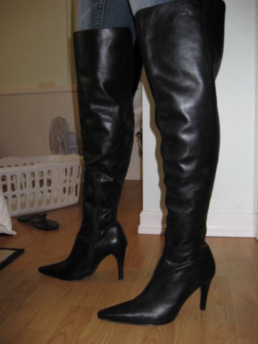 eBay Leather: Classic sexy black leather OTK boots