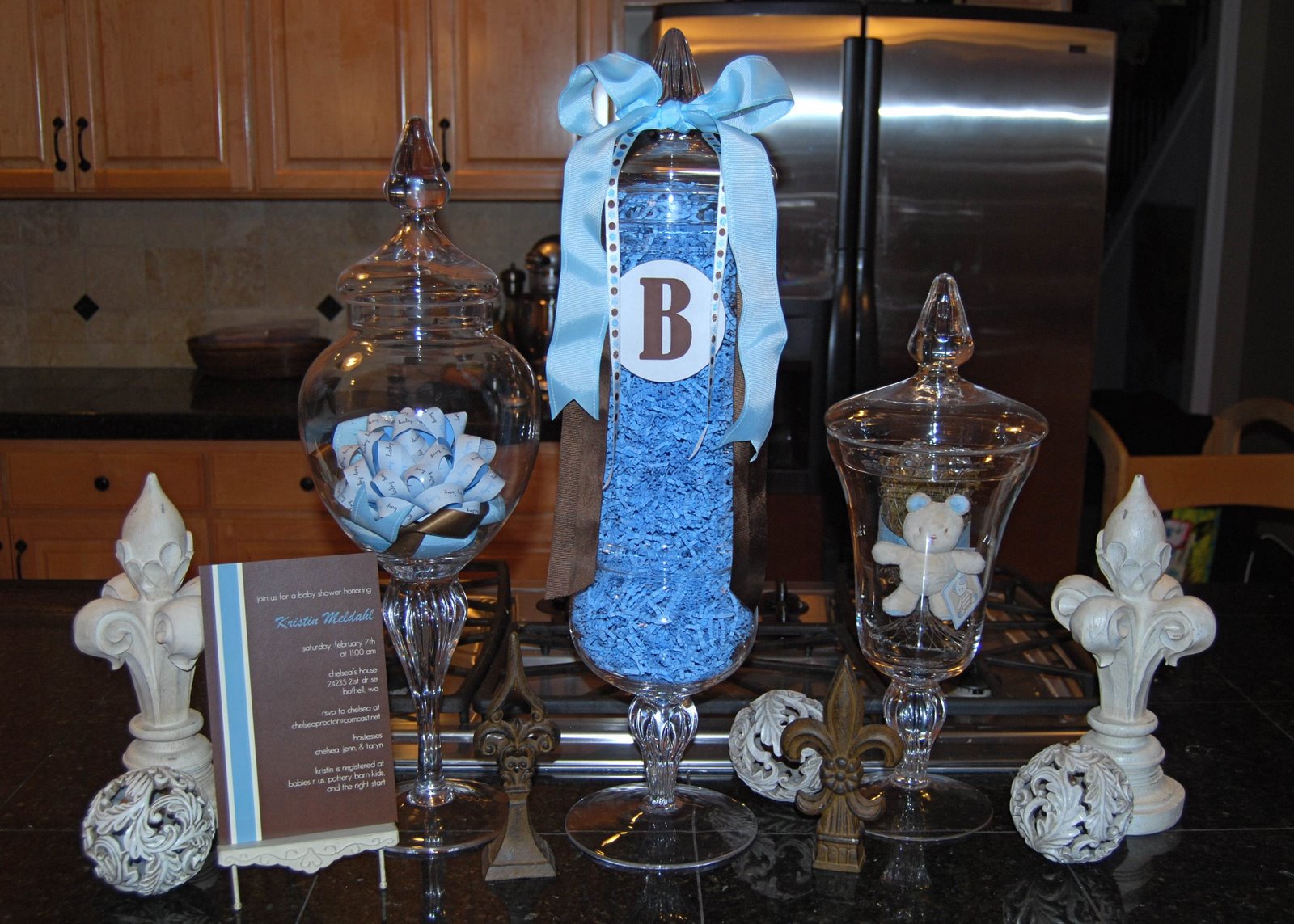 Blue And Brown Baby Shower Table Ideas Photograph | recently