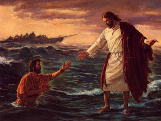Peter walking on water with Jesus Christ color drawing art free Christian religious hd(hq) wallpaper
