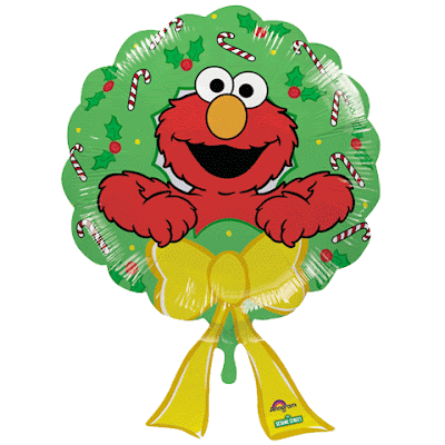 Elmo smiling clip art in Christmas wreath clip art decorated with Christmas ornaments picture download for free